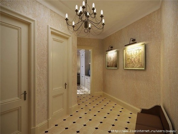 Ταπετσαρία από φίμπεργκλας στους τοίχους του διαδρόμου