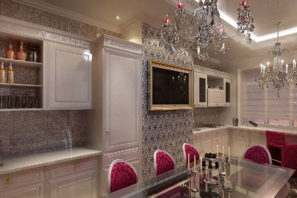 Nuances de lait argenté dans une cuisine classique