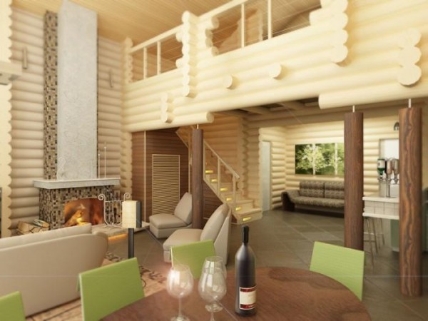 أرضية من البلاط في منزل خشبي