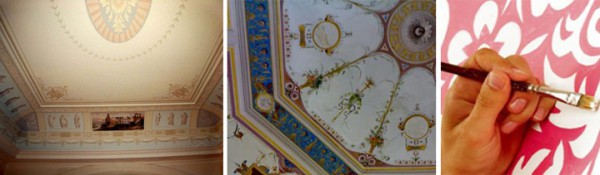 سقوف مطلية في منزل خشبي