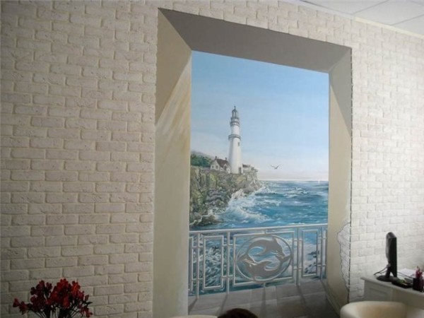 Decorative gypsum facing stone in the interior Decorative gypsum facing stone in the interior