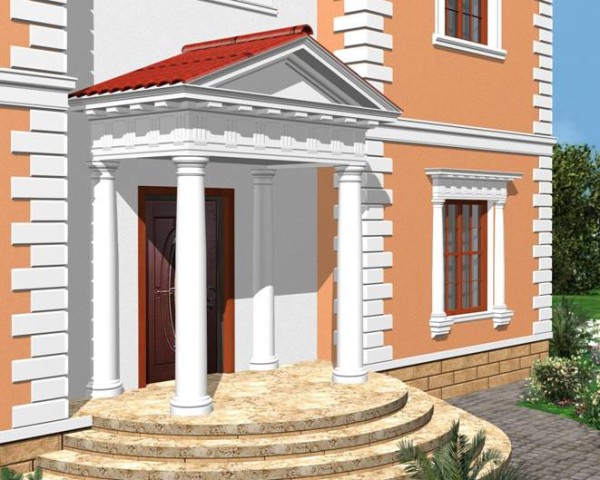 Plaster and polymer elements in the design of the facade Plaster and polymer elements in the design of the facade