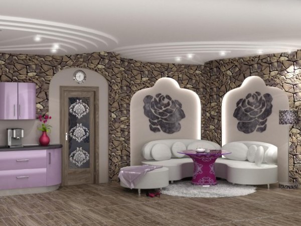 الداخلية مبطنة بالحجر