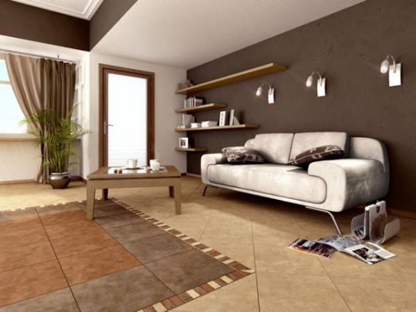 Ένα πάνελ με τη μορφή ενός χαλιού στο πάτωμα του καθιστικού