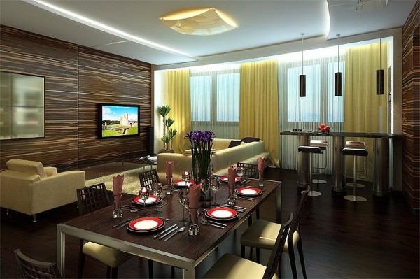 Ξύλινα πάνελ στο σχεδιασμό του καθιστικού