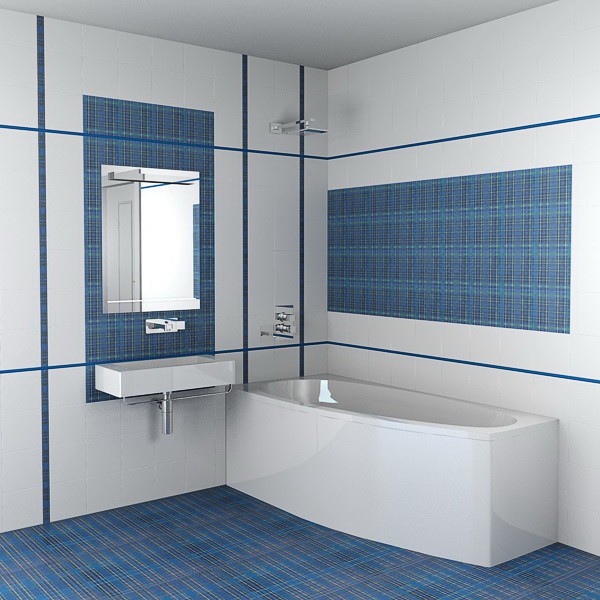 Bodenbelag und Wandverkleidung im Badezimmer mit Majolika-Keramikfliesen Bodenbelag und Wandverkleidung im Badezimmer mit Majolika-Keramikfliesen