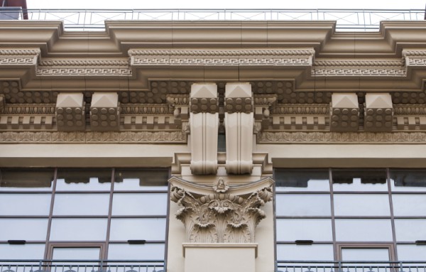 Revestimento de fachada em concreto de fibra de vidro