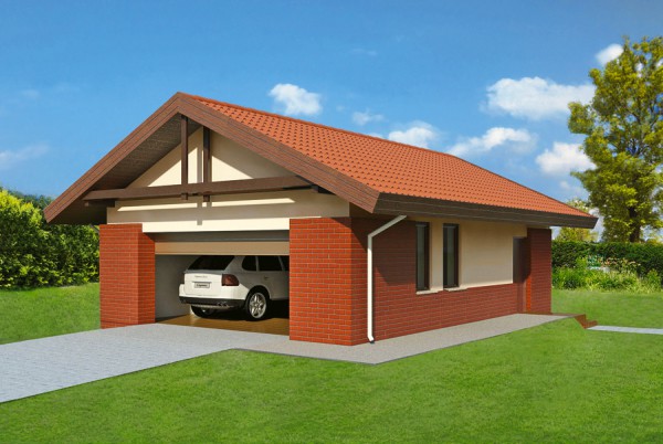 Garagem de tijolo aparente