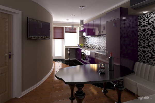 De frente para as paredes da cozinha com mosaico de esmalte