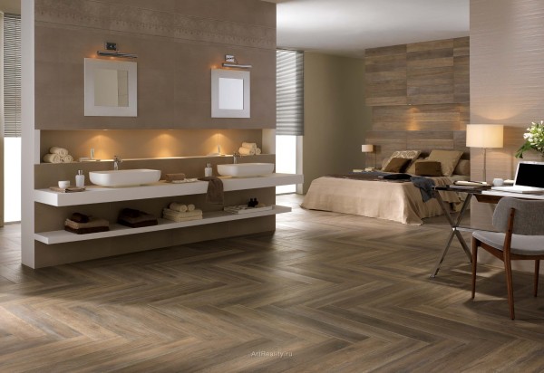 Keramikparkett in der Dekoration des Atelierraums