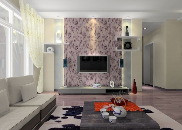 Focus sur un mur avec du papier peint Focus sur un mur avec du papier peint