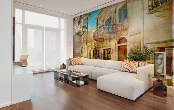 Φωτογραφία των δρόμων της παλιάς πόλης στο εσωτερικό του καθιστικού