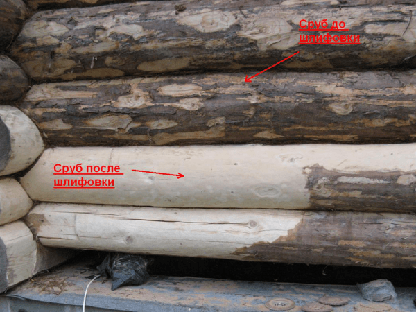 Fertigstellung des Blockhauses durch Schleifen