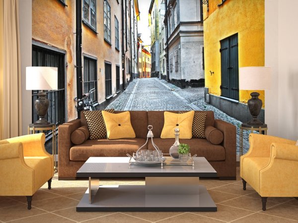 Οι δρόμοι της παλιάς πόλης στο κλασικό εσωτερικό του καθιστικού