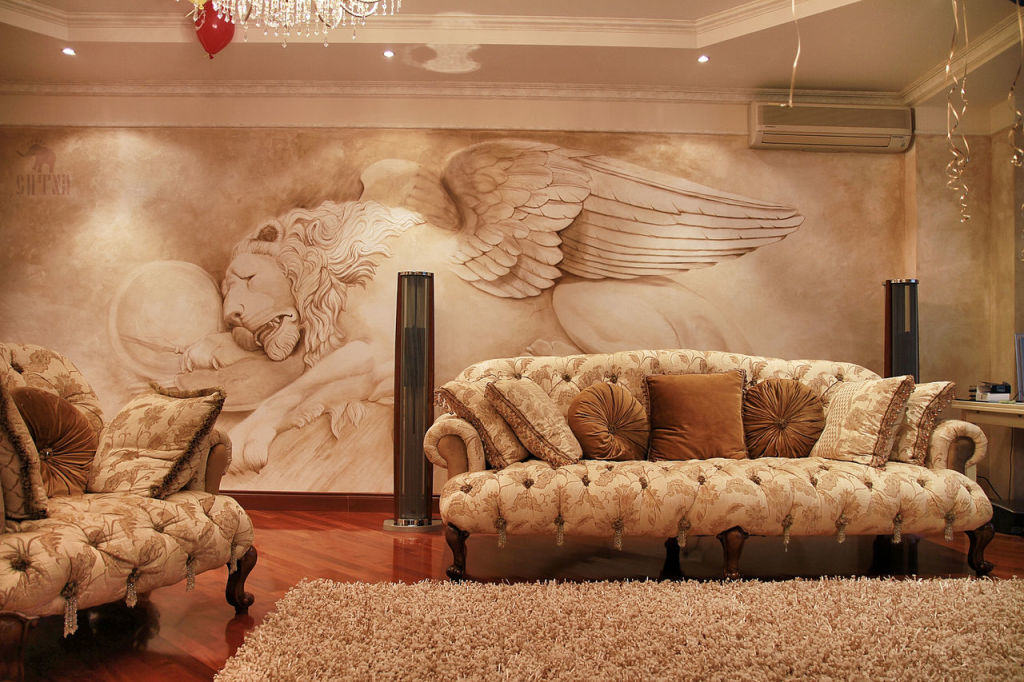 Художествено изображение върху венецианска мазилка