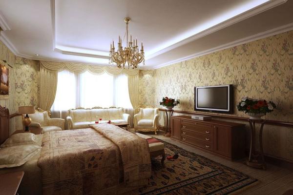 Esquema de color pastel en el dormitorio