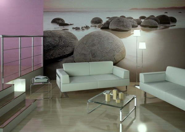 Adesivo de Parede em uma sala comprida