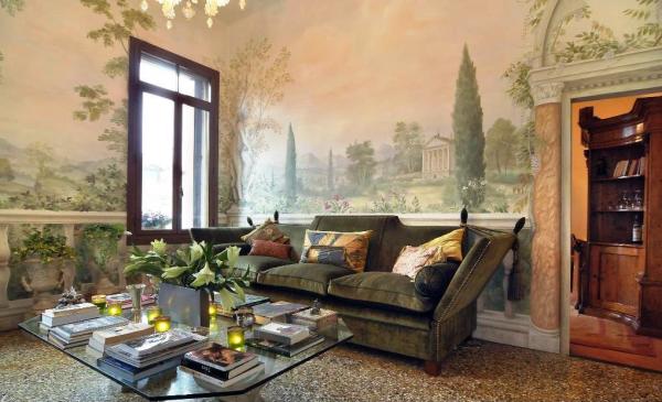 جدران غرفة على طراز الكتابة على الجدران