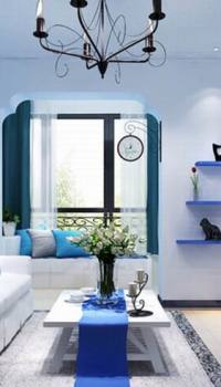 Μπλε χρώμα με ανοιχτόχρωμα έπιπλα