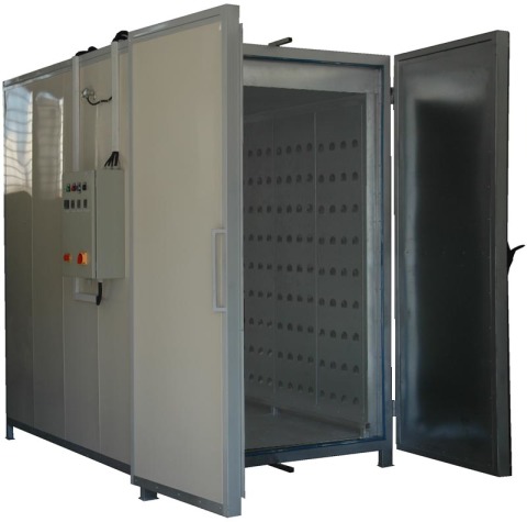 Wir sehen einen Ofen zur Polymerisation von Polymerpulverfarben