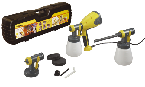 Wir sehen verschiedene Handfeuerwaffen, die sich zum Färben nicht sehr großer Oberflächenvolumina eignen