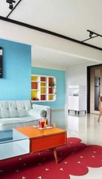 Μπλε χωροθέτηση στο καθιστικό