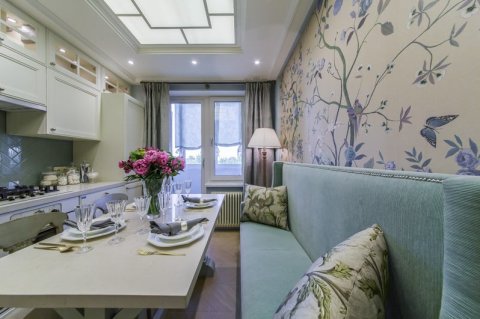 Papel de parede texturizado no design da cozinha