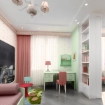 Habitación para el alumno decorada con papel pintado no tejido.