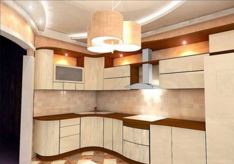 Cucina dai colori tenui.