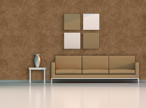 İç kısımda ince taneli dekoratif sıva.