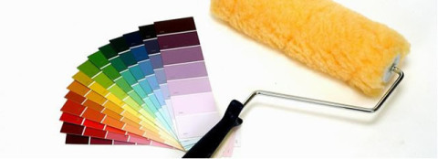 Uma paleta de tintas à base de água.