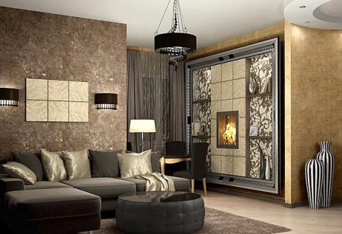 Papel tapiz de corcho en la sala de estar