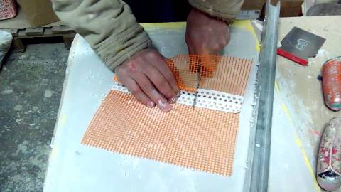 We cut a plastic corner We cut a plastic corner