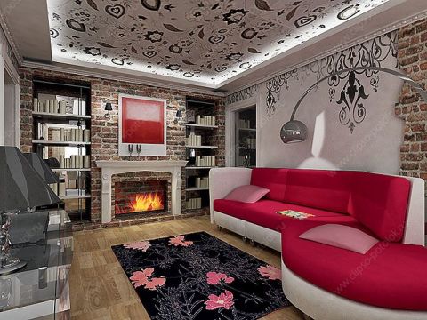 Βαφή της οροφής στο εσωτερικό ενός μεγάλου καθιστικού