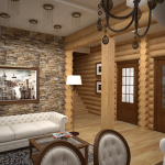 Преградата вътре в къщата може да бъде издигната от GVL или TsSP и облицована с плочка или декоративен камък