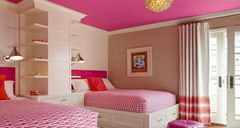 The interior of the bedroom with liquid wallpaper The interior of the bedroom with liquid wallpaper