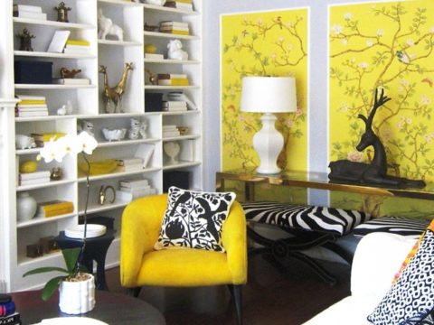 Room with a wallpaper panel Room with a wallpaper panel