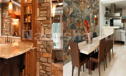 Интериор с каменни тапети