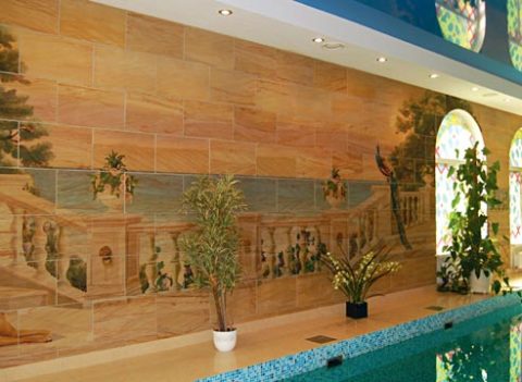 Тераса с каменни тапети