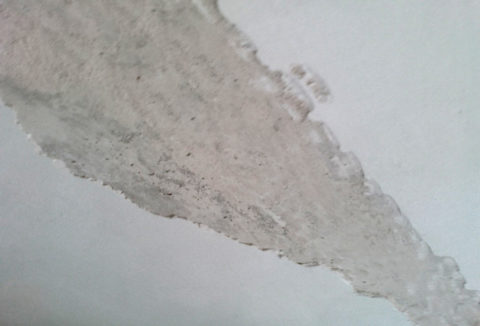 Eingeweichter Kalk lässt sich leicht mit einem Stahlspatel entfernen, ohne Staub in der Luft zu hinterlassen