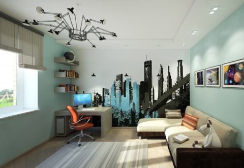 Το μοντέρνο στιλ χαρακτηρίζεται από αστικά μοτίβα στην ταπετσαρία φωτογραφιών.