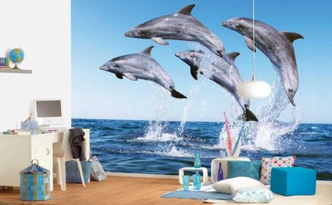 جدارية جدارية بسكان بحريين