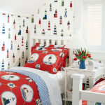 Θέμα θαλάσσιας ταπετσαρίας - εικόνα ιστιοπλοϊκών και φάρων