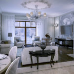 φωτογραφία καθιστικού με γυψομάρμαρο